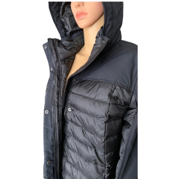 LANDSEND Women Petite Squall Down Insulated Warm Winter Coat Attached Hood Black - Picture 4 of 7